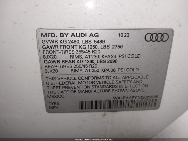 2024 AUDI Q5 WA1EAAFY1R2025538 Photo 8