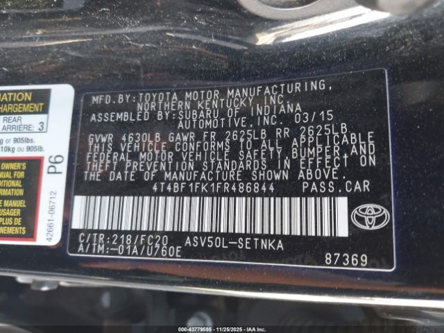 2015 TOYOTA CAMRY 4T4BF1FK1FR486844 Photo 8