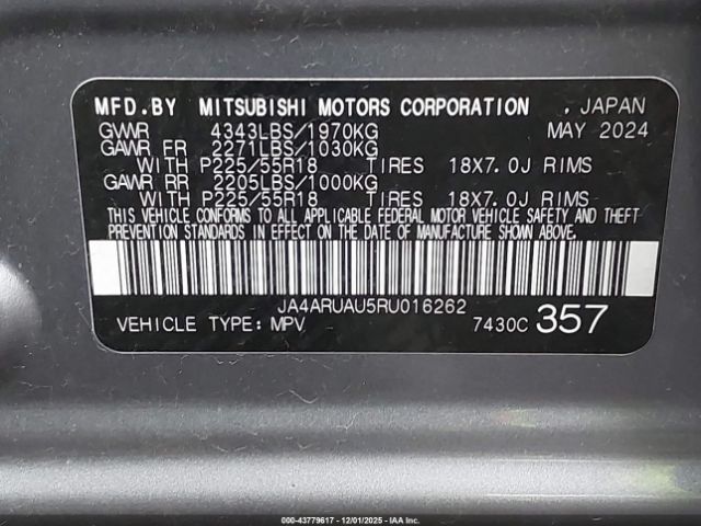 2024 MITSUBISHI OUTLANDER SPORT JA4ARUAU5RU016262 Photo 8
