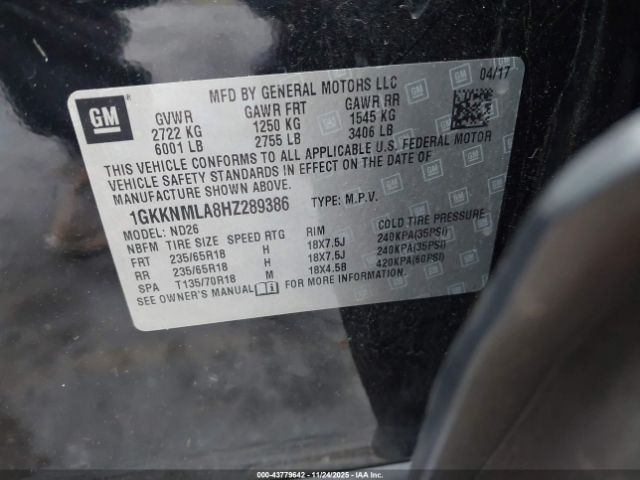 2017 GMC ACADIA 1GKKNMLA8HZ289386 Photo 8