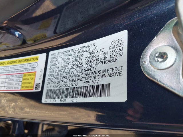Honda Cr-v Ex-l Awd 2025 5J6RS4H78SL014783 Image 9