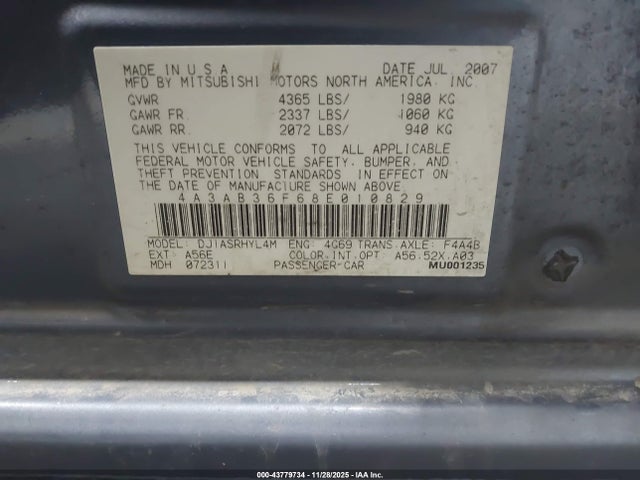 2008 MITSUBISHI GALANT 4A3AB36F68E010829 Photo 8