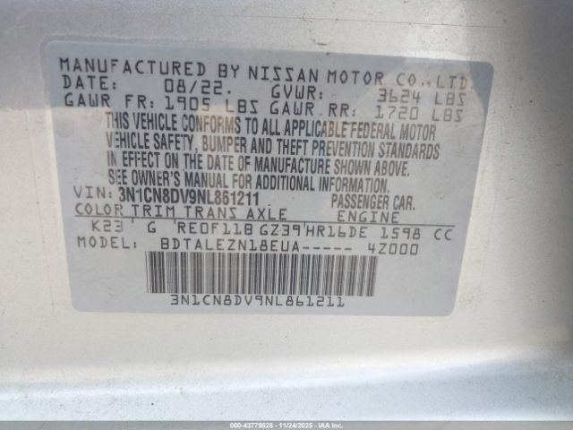 2022 NISSAN VERSA 3N1CN8DV9NL861211 Photo 8