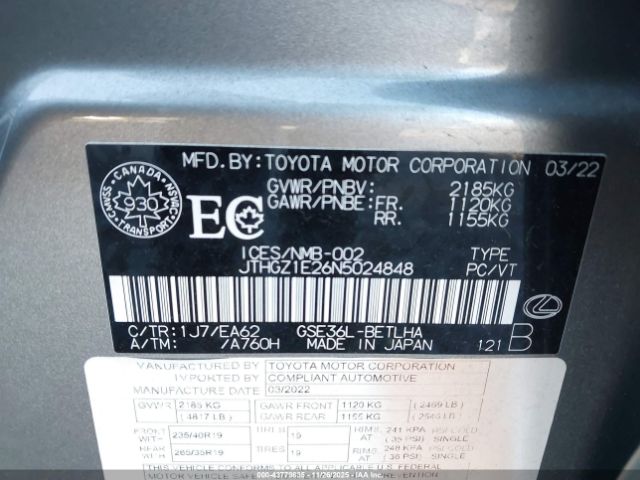 2022 LEXUS IS 350 JTHGZ1E26N5024848 Photo 8