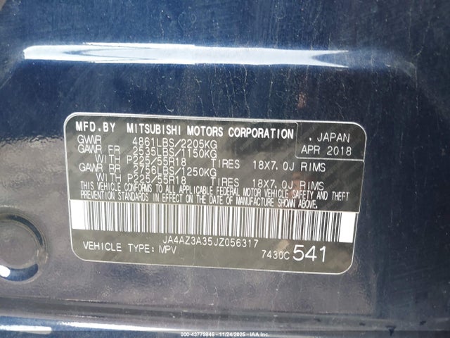 2018 MITSUBISHI OUTLANDER JA4AZ3A35JZ056317 Photo 8