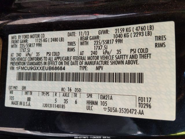 2014 FORD ESCAPE 1FMCU9GXXEUB68684 Photo 8