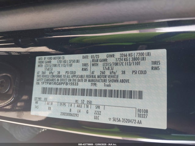 Ford F-150 Raptor 2023 1FTFW1RG8PFB15533 Image 9
