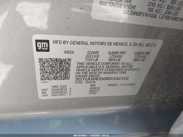 3GTUUDED0RG342310 GMC Sierra 1500 4wd Short Box Slt