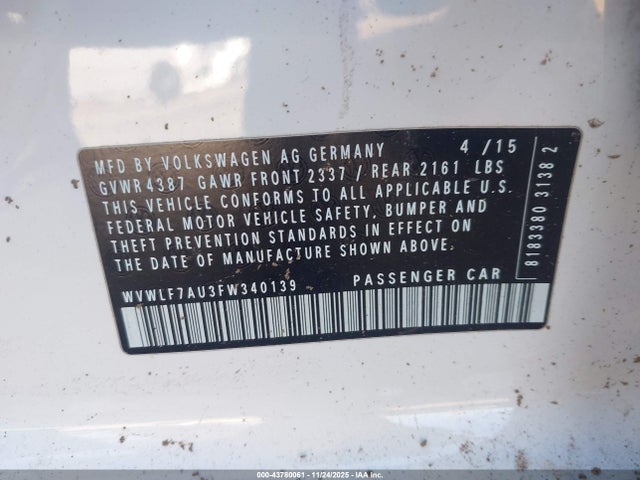 WVWLF7AU3FW340139 Volkswagen Golf R 4-door