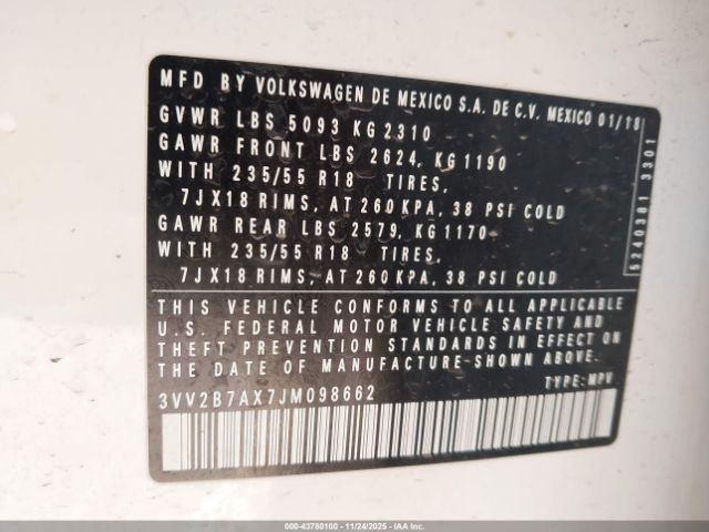2018 VOLKSWAGEN TIGUAN 3VV2B7AX7JM098662 Photo 8