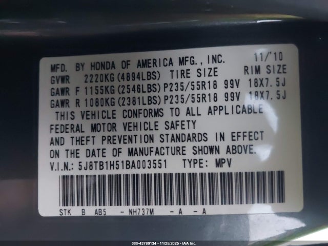 2011 ACURA RDX 5J8TB1H51BA003551 Photo 8