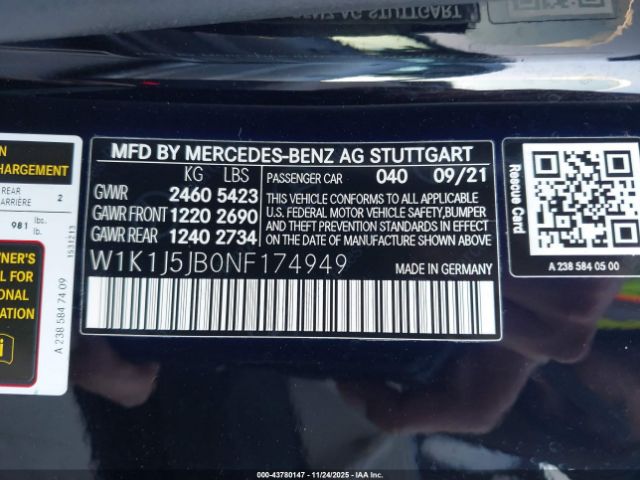 2022 MERCEDES-BENZ E 450 W1K1J5JB0NF174949 Photo 8
