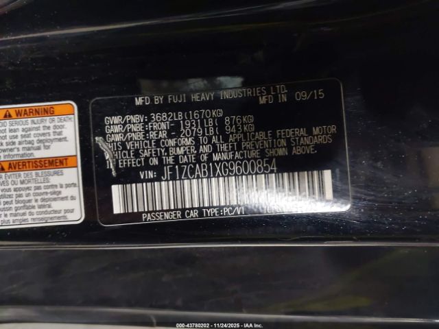 2016 SUBARU BRZ JF1ZCAB1XG9600854 Photo 8