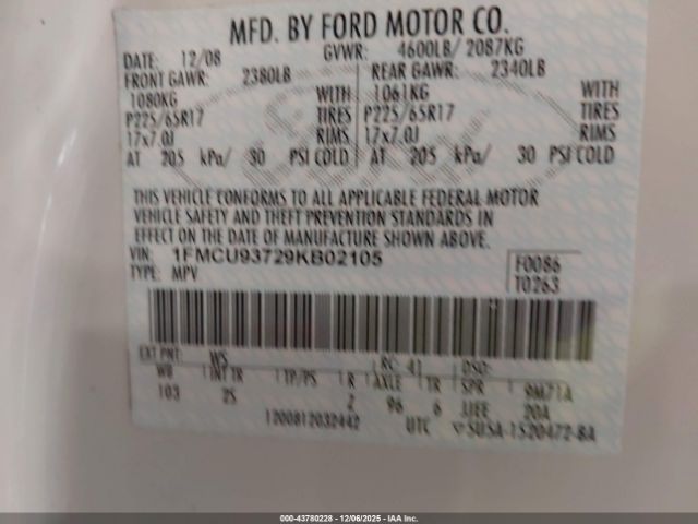 2009 FORD ESCAPE 1FMCU93729KB02105 Photo 8