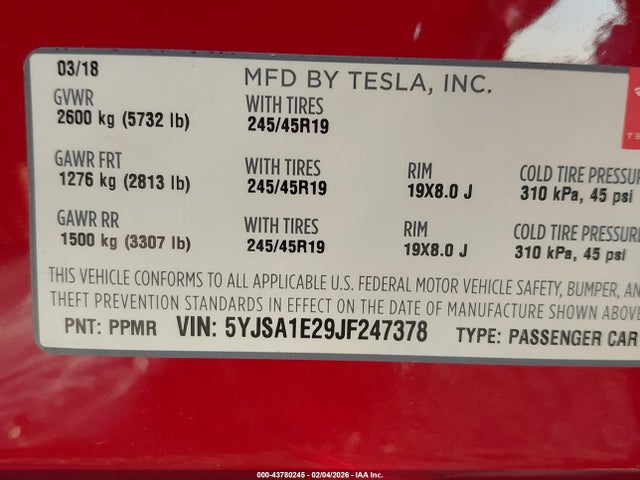 2018 TESLA MODEL S 5YJSA1E29JF247378 Photo 8