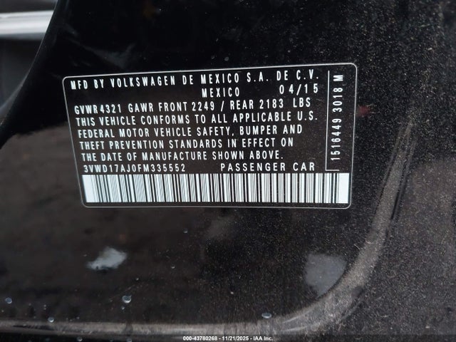 3VWD17AJ0FM335552 Volkswagen Jetta 1.8t Sport