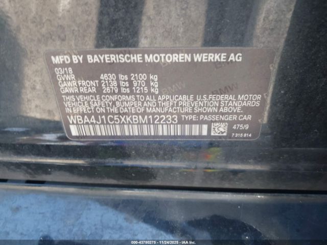 2019 BMW 430I GRAN COUPE WBA4J1C5XKBM12233 Photo 8