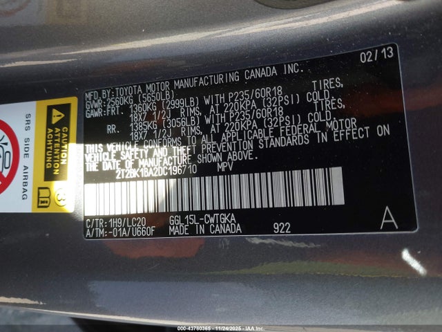 Aukcja sprzedaży 2013 Lexus Rx 350, vin: 2T2BK1BA2DC196710, numer aukcji: 43780365