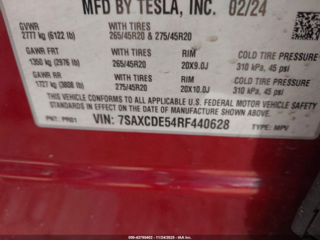 2024 TESLA MODEL X 7SAXCDE54RF440628 Photo 8