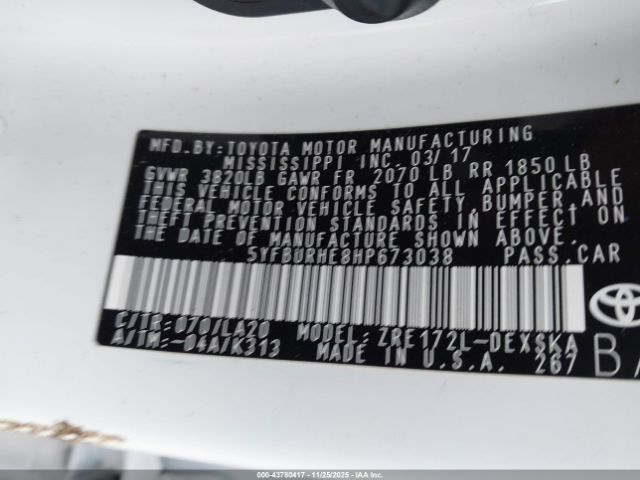 2017 TOYOTA COROLLA 5YFBURHE8HP673038 Photo 8