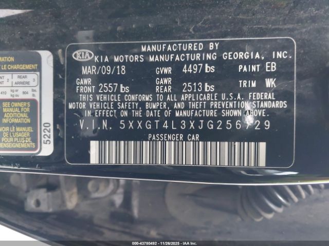 2018 KIA OPTIMA 5XXGT4L3XJG256729 Photo 8