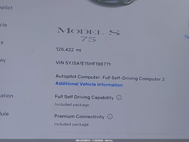 2017 TESLA MODEL S 5YJSA1E15HF196771 Photo 6