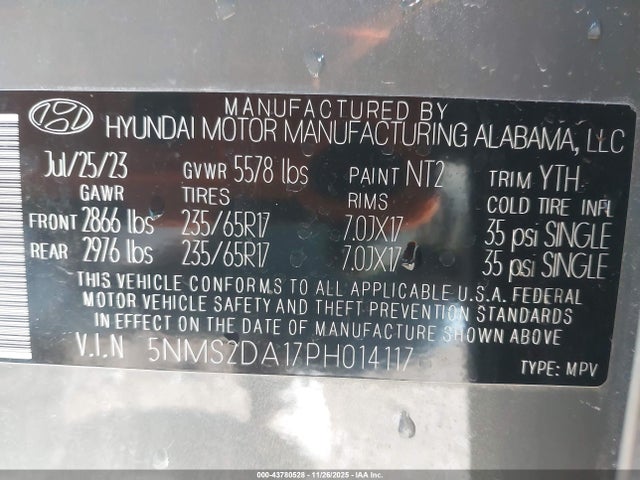 2023 HYUNDAI SANTA FE HYBRID 5NMS2DA17PH014117 Photo 8