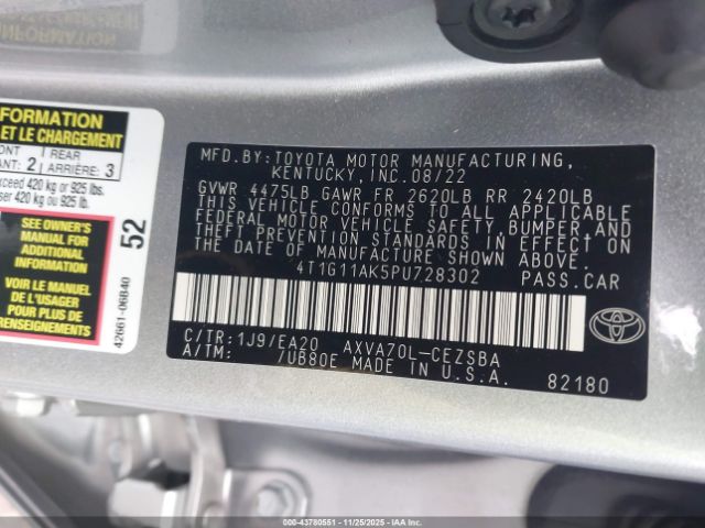 2023 TOYOTA CAMRY 4T1G11AK5PU728302 Photo 8