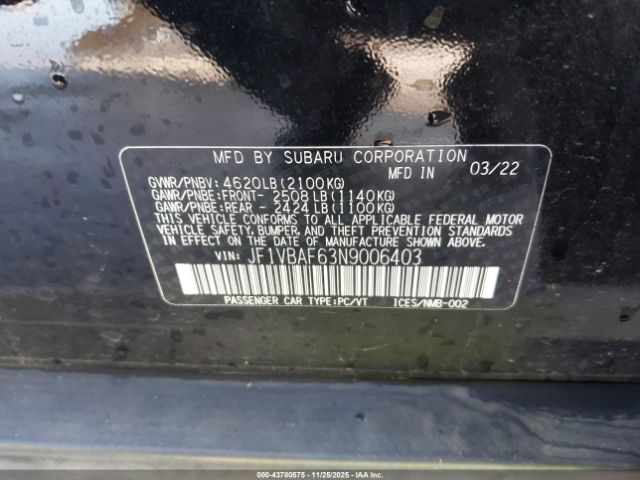 2022 SUBARU WRX JF1VBAF63N9006403 Photo 8