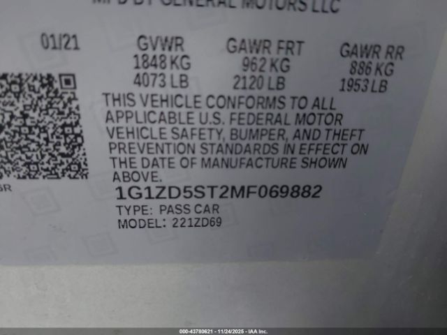 2021 CHEVROLET MALIBU 1G1ZD5ST2MF069882 Photo 8