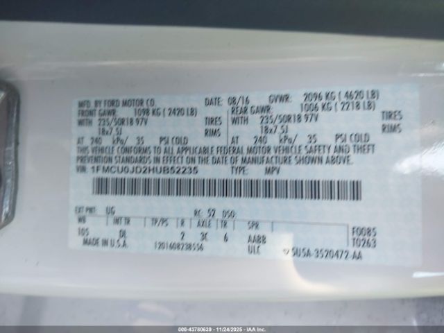 2017 FORD ESCAPE 1FMCU0JD2HUB52235 Photo 8