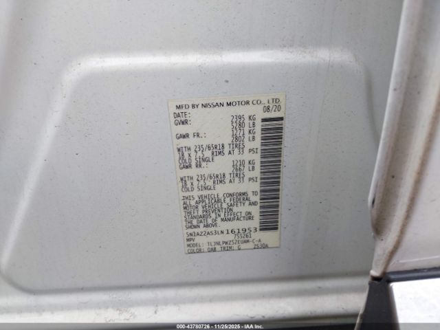2020 NISSAN MURANO 5N1AZ2AS3LN161953 Photo 8