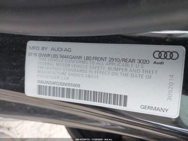 2016 AUDI S7 WAUW2AFC0GN055909 Photo 8