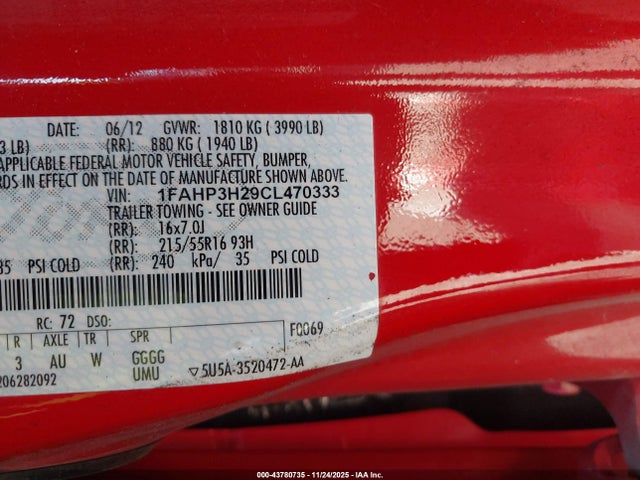 2012 FORD FOCUS 1FAHP3H29CL470333 Photo 8