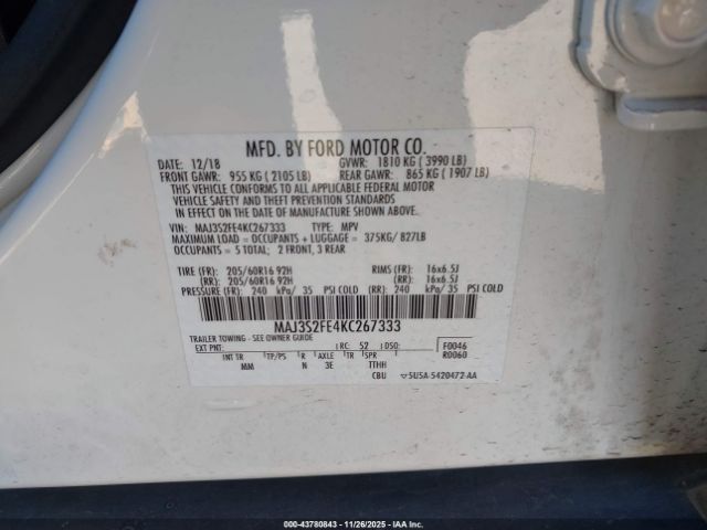 2019 FORD ECOSPORT MAJ3S2FE4KC267333 Photo 8