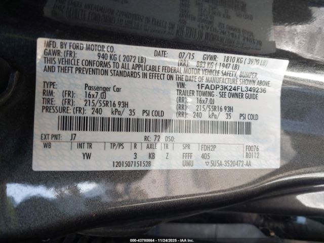 2015 FORD FOCUS 1FADP3K24FL349236 Photo 8