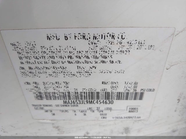 2021 FORD ECOSPORT MAJ6S3JL9MC454630 Photo 8