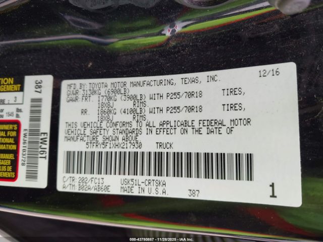 2017 TOYOTA TUNDRA 5TFRY5F1XHX217930 Photo 8