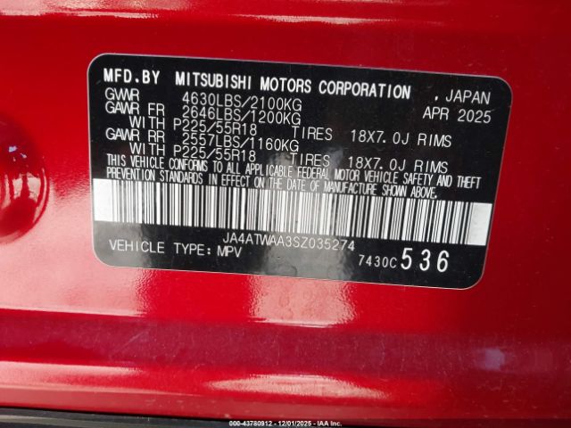 2025 MITSUBISHI ECLIPSE CROSS JA4ATWAA3SZ035274 Photo 8