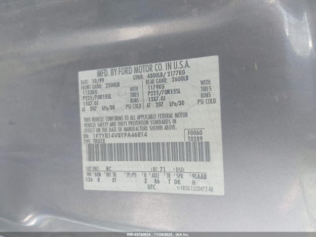 2000 FORD RANGER 1FTYR14V8YPA46814 Photo 8