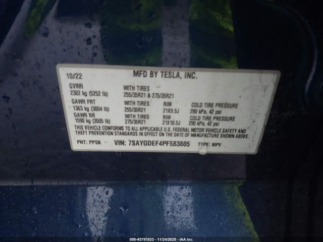 2023 TESLA MODEL Y 7SAYGDEF4PF583805 Photo 8