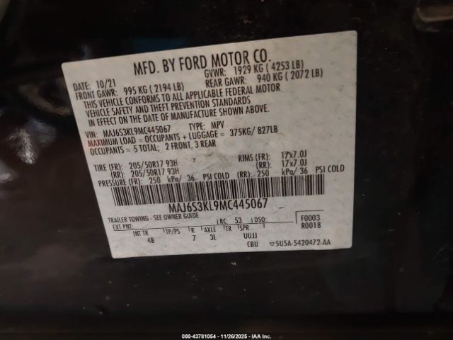 2021 FORD ECOSPORT MAJ6S3KL9MC445067 Photo 8