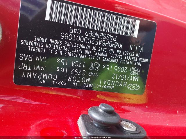 2013 HYUNDAI ELANTRA KMHDH6AE2DU001085 Photo 8