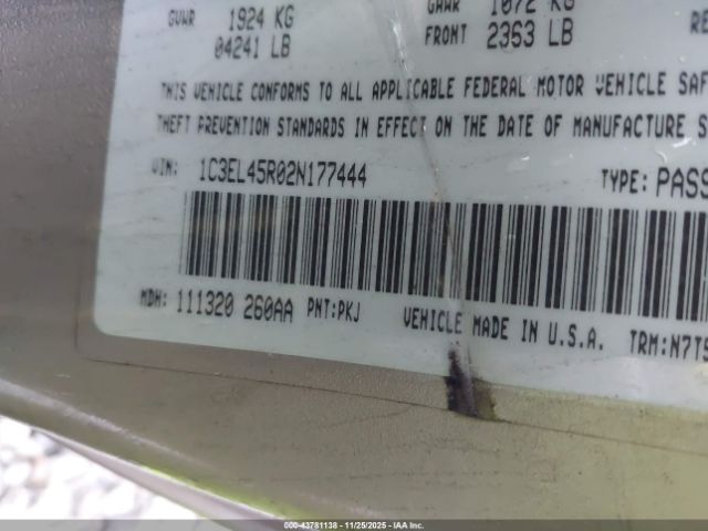 2002 CHRYSLER SEBRING 1C3EL45R02N177444 Photo 8