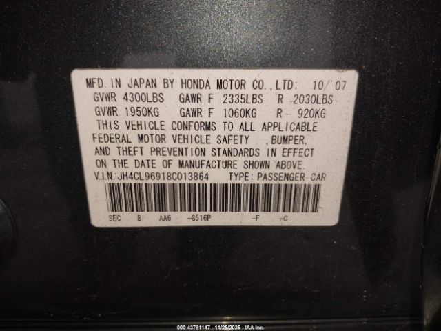 2008 ACURA TSX JH4CL96918C013864 Photo 8