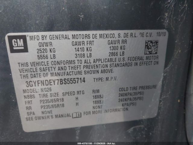 2011 CADILLAC SRX 3GYFNDEY7BS555714 Photo 8