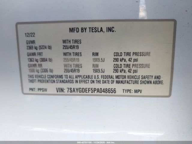2023 TESLA MODEL Y 7SAYGDEF5PA048656 Photo 8