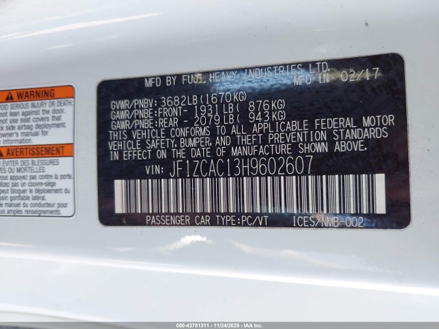 Subaru Brz Limited 2017 JF1ZCAC13H9602607 Image 9