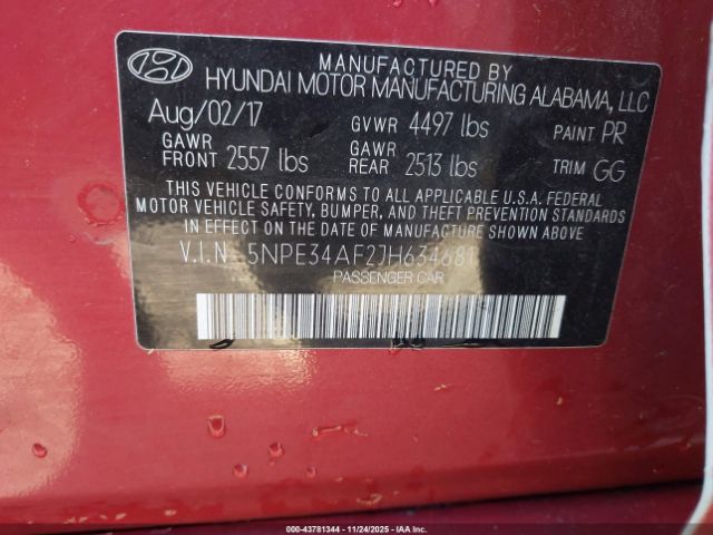 2018 HYUNDAI SONATA 5NPE34AF2JH634681 Photo 8