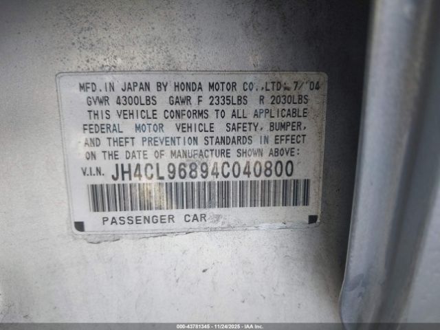 2004 ACURA TSX JH4CL96894C040800 Photo 8